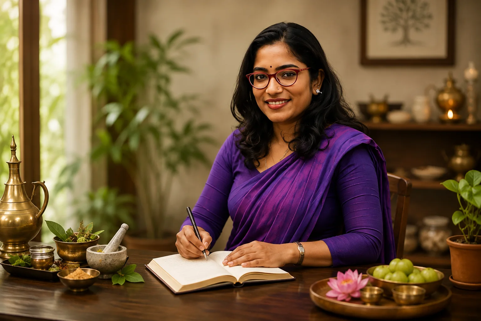 Dr. Pooja during an Ayurvedic consultation